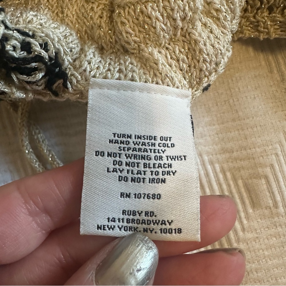 Ruby Rd. Black And Cream Metallic Patterned Open … - image 7